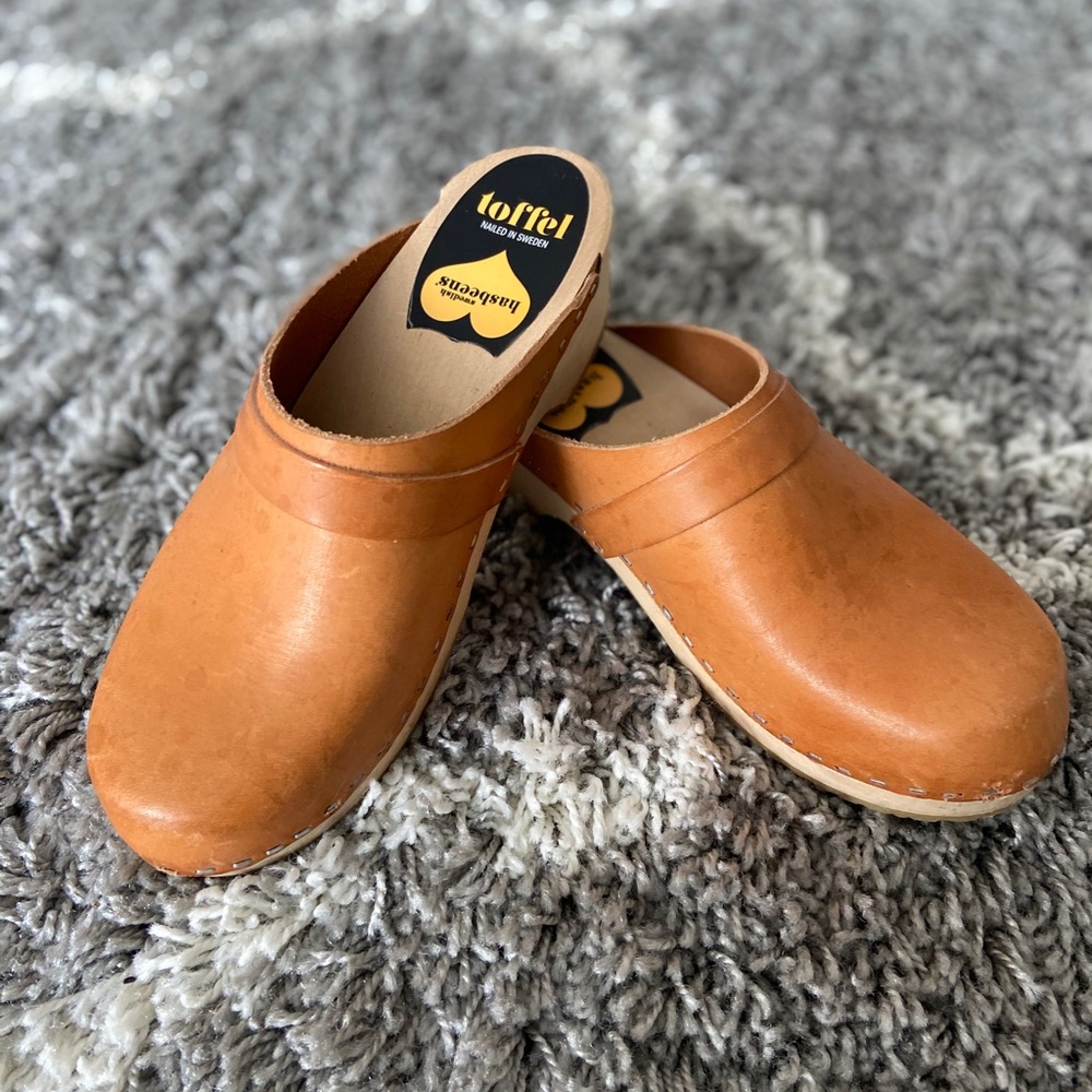Swedish Hasbeens Husband mid-heel clog mule